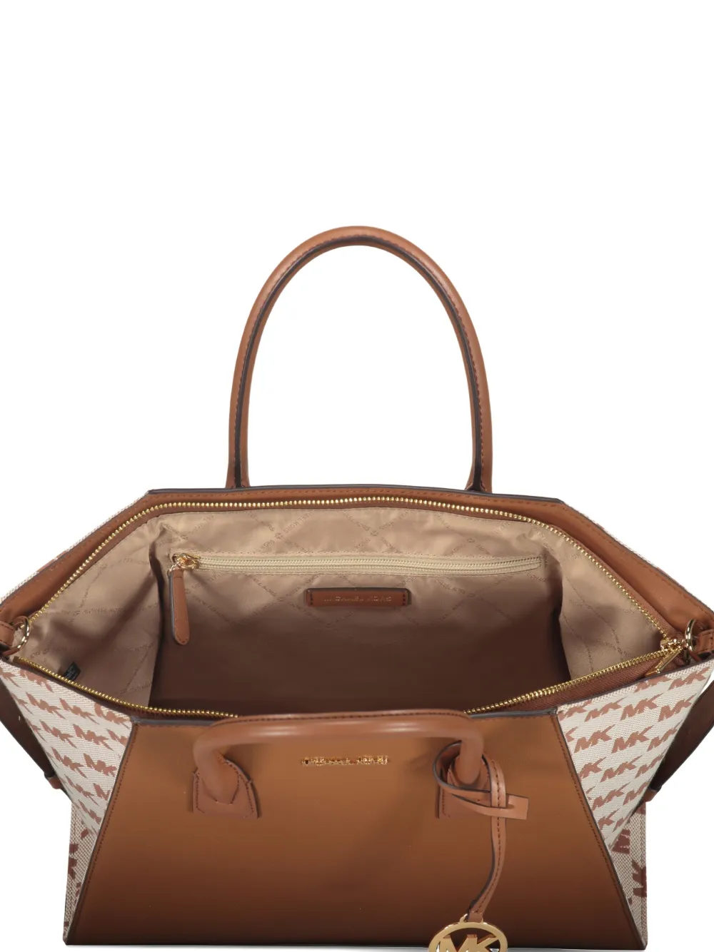 Michael Kors Avril leren shopper met logoplakkaat Bruin