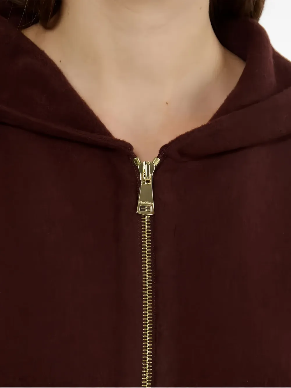 Max Mara Hooded Zip-up Sweater In Brown