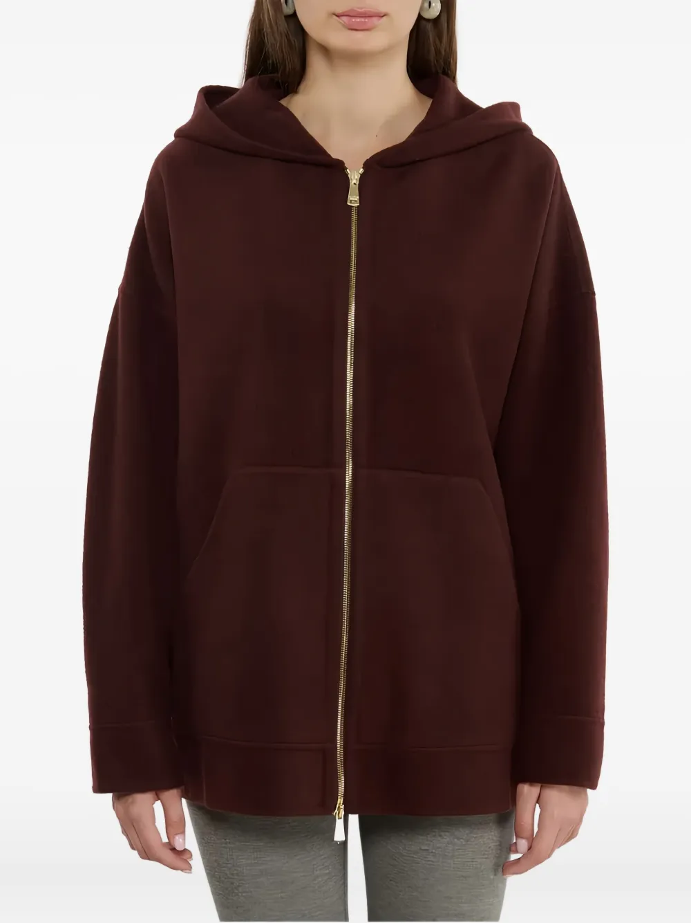 Max Mara Hooded Zip-up Sweater In Brown