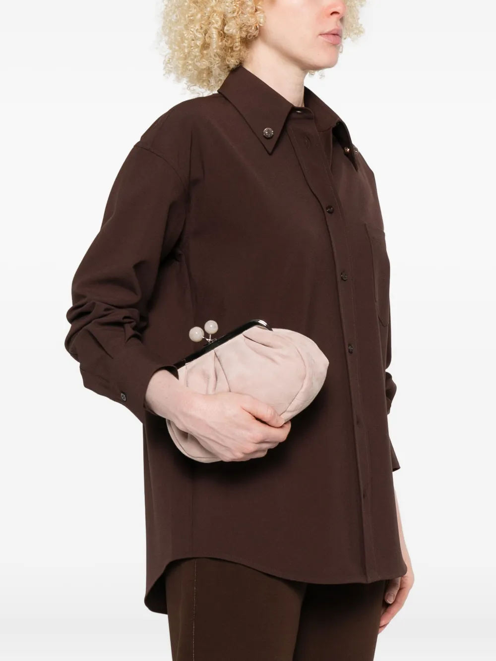 Weekend Max Mara Geplooide schoudertas met gesp - Roze
