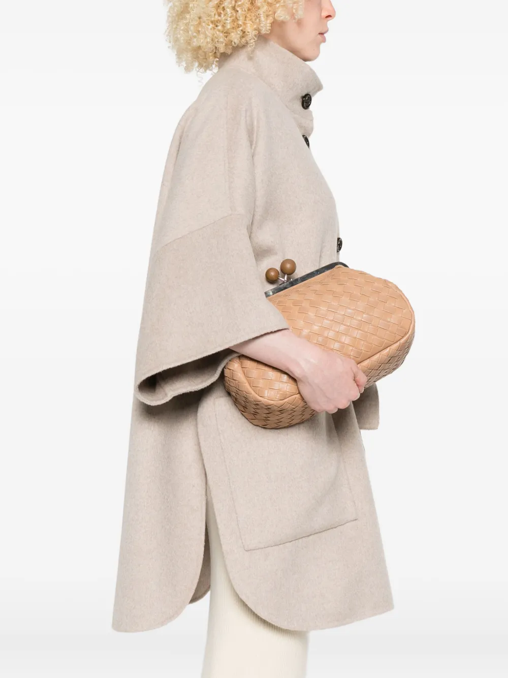 Weekend Max Mara Pasticcino geweven leren schoudertas met gesp - Bruin