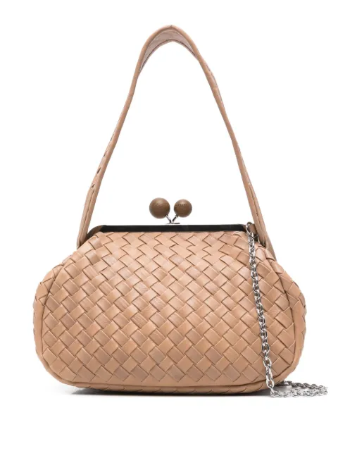 Weekend Max Mara Pasticcino woven leather clasp shoulder bag