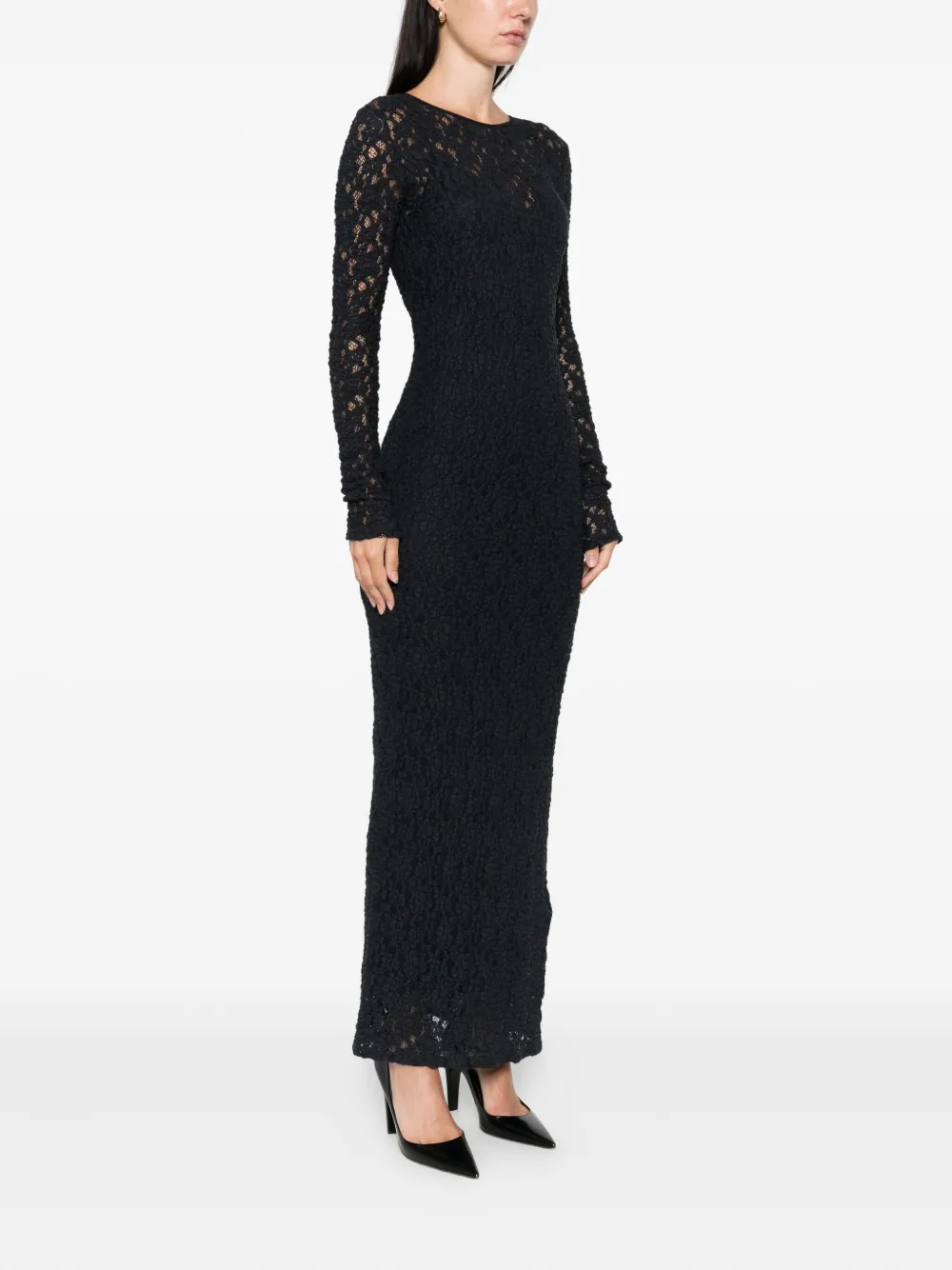 Max Mara Jurk met lange mouwen en textuur Blauw