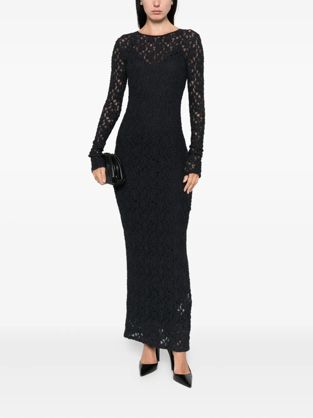Max Mara Jurk met lange mouwen en textuur Blauw