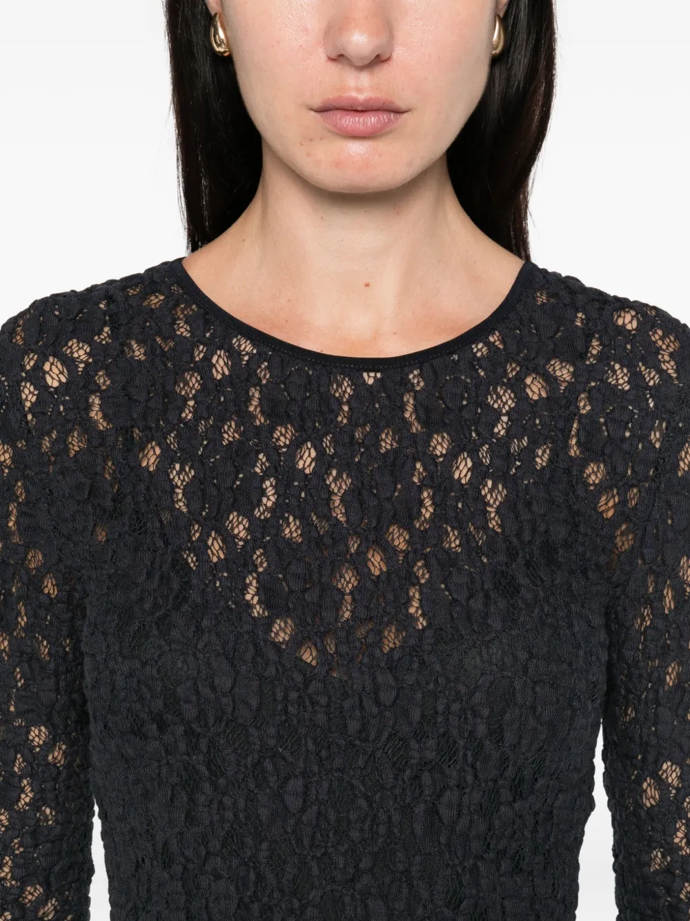 Max Mara Jurk met lange mouwen en textuur Blauw