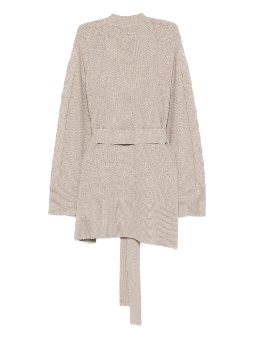 Marina Rinaldi Cable-knit Tie Cardigan In Neutral