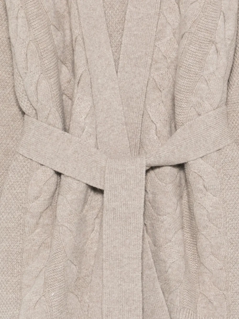 Marina Rinaldi Cable-knit Tie Cardigan In Neutral