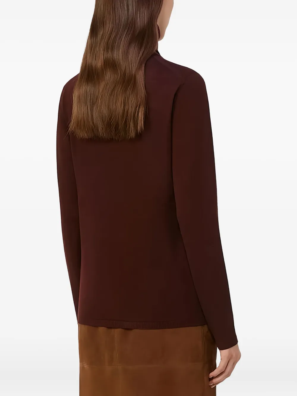 Max Mara Wool Knit Turtleneck Jumper In Burgundy