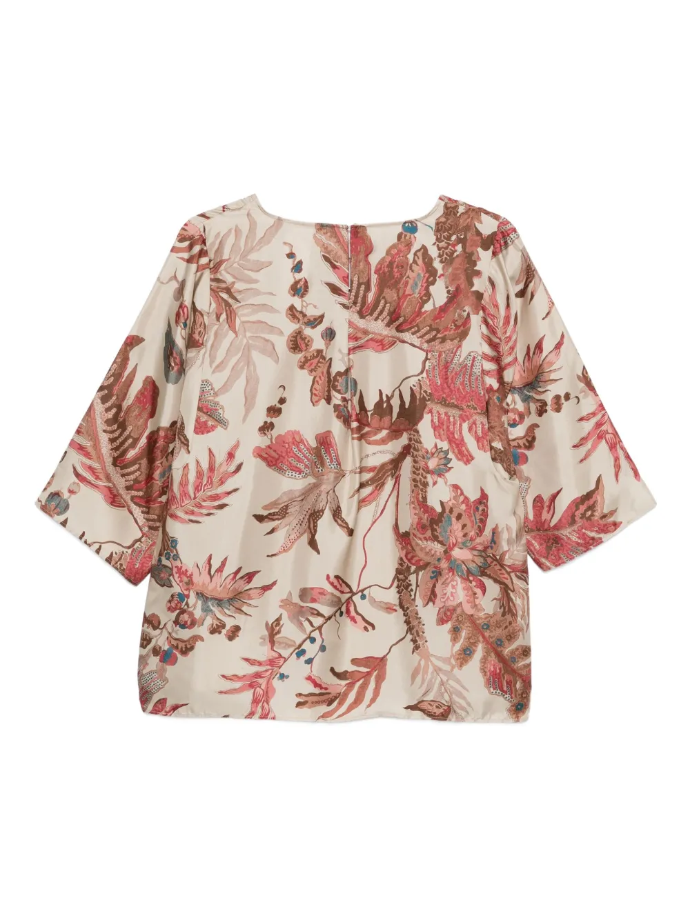 Weekend Max Mara Flippo floral-print silk top Beige
