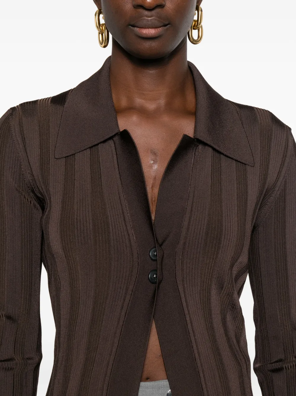 Max Mara Albio Ribbed Cardigan In Brown