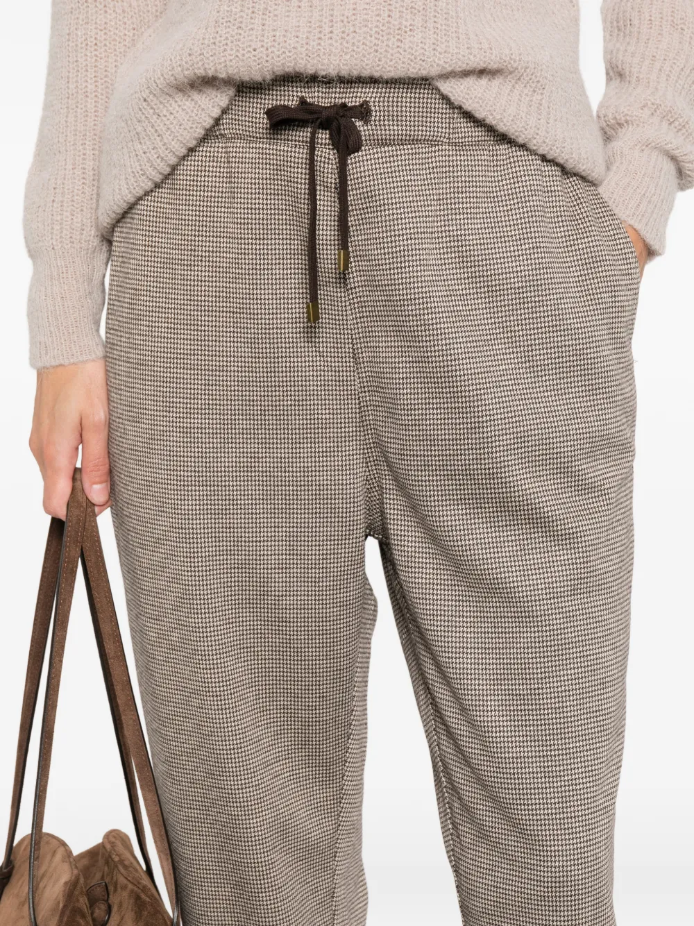 Marina Rinaldi Condor Houndstooth-pattern Track Pants In Brown