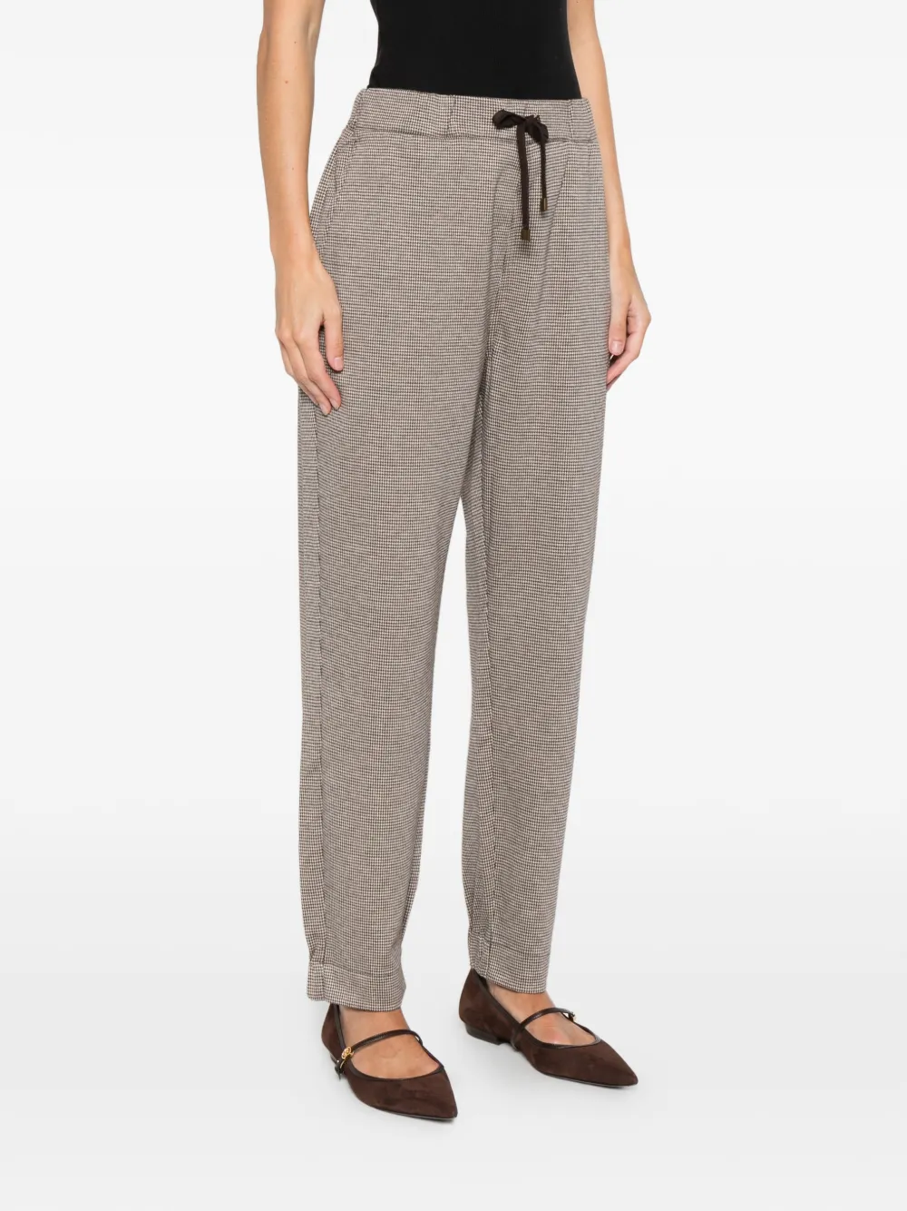 Marina Rinaldi Condor Houndstooth-pattern Track Pants In Brown