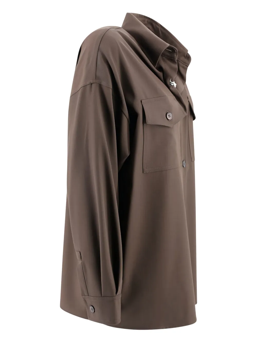 Weekend Max Mara Wool Shirt With Loose Cut And Front Pockets In Brown