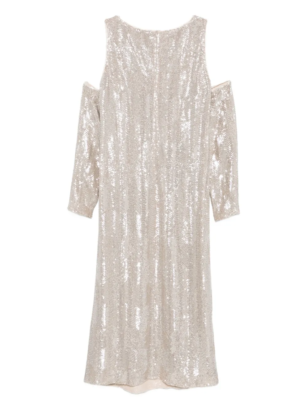 Marina Rinaldi Midi-jurk verfraaid met pailletten - Beige