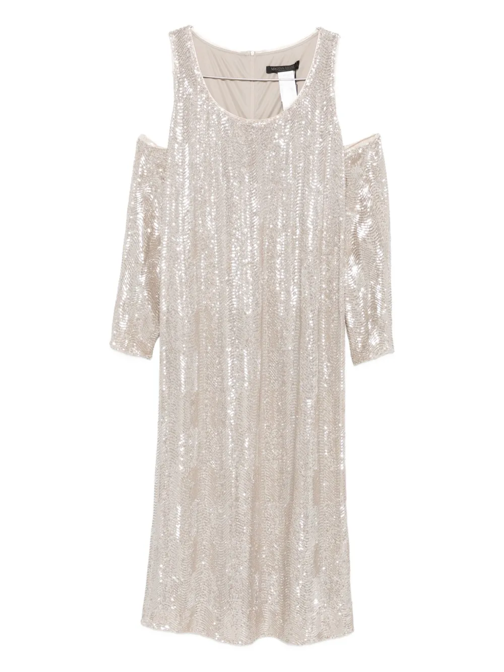 Marina Rinaldi Sequin-embellished Midi Dress In Neutral
