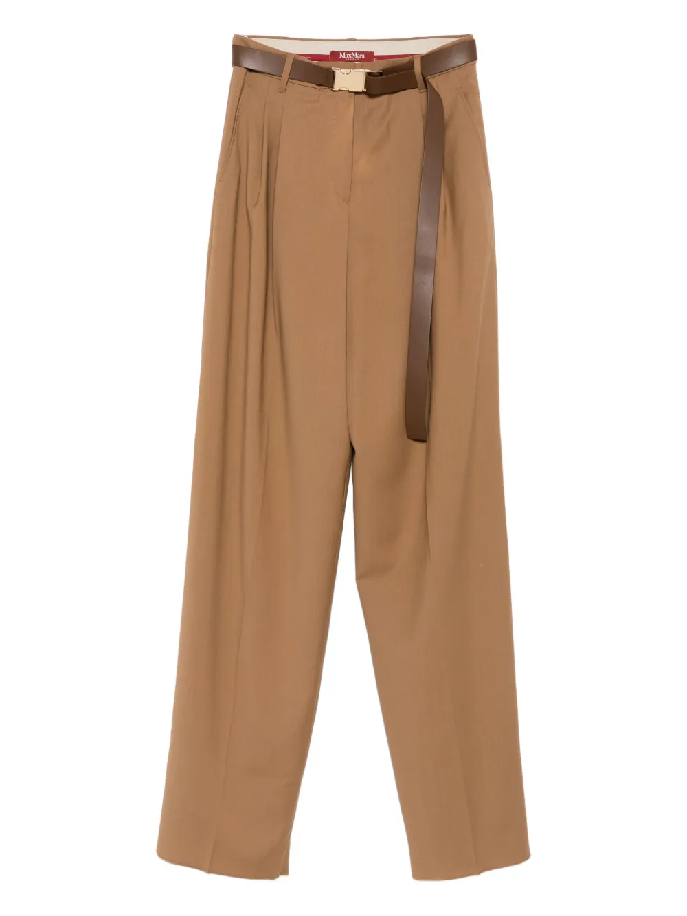 Max Mara Hazelnut Wool Canvas Trousers In Brown