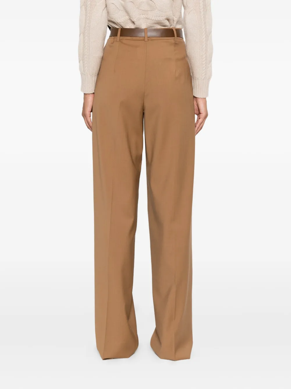 Max Mara Hazelnut Wool Canvas Trousers In Brown