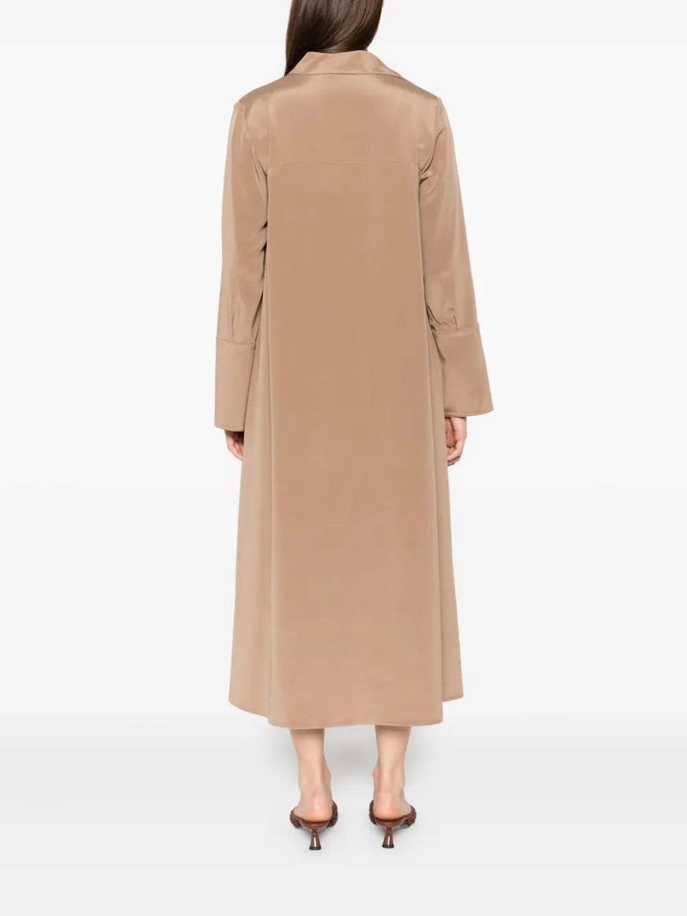 Max Mara Zijden jurk met knoopcuffs Bruin