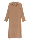 Max Mara button-cuff silk dress - Brown