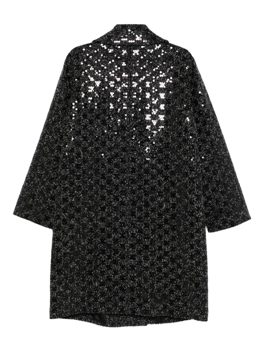 Marina Rinaldi Sequin-embellished Wool-blend Coat In Black