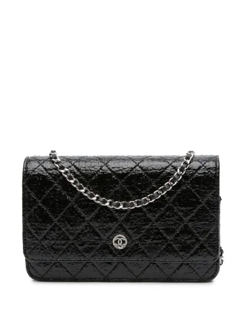 CHANEL Pre-Owned 2012-2013 CC Quilted Crinkled Patent Wallet On Chain crossbody bag