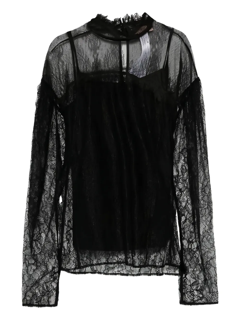 TWINSET lace ruffled knitwear - Nero