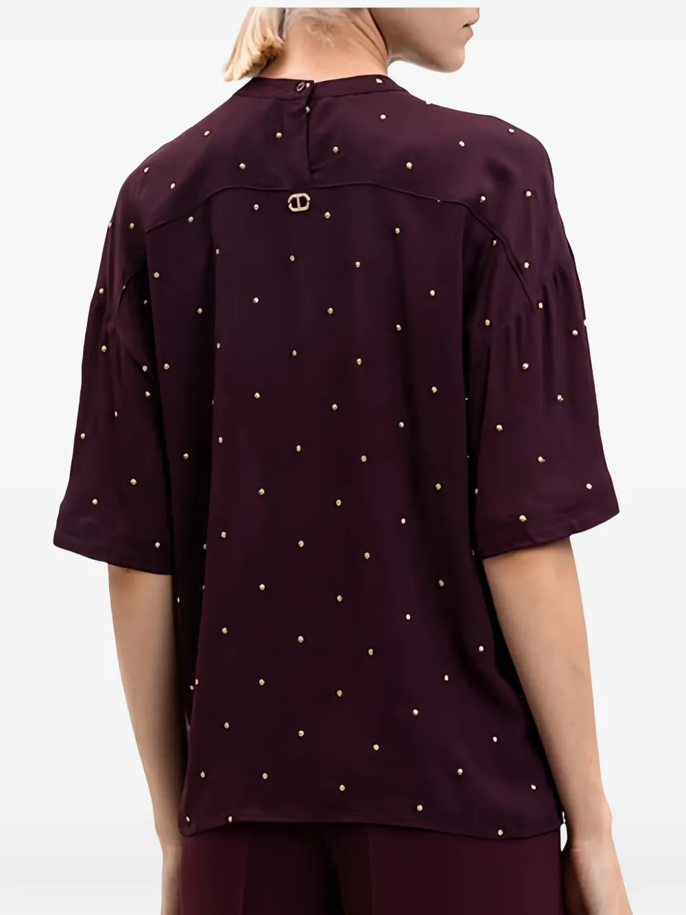 Twinset Studded Short-sleeve T-shirt In Purple