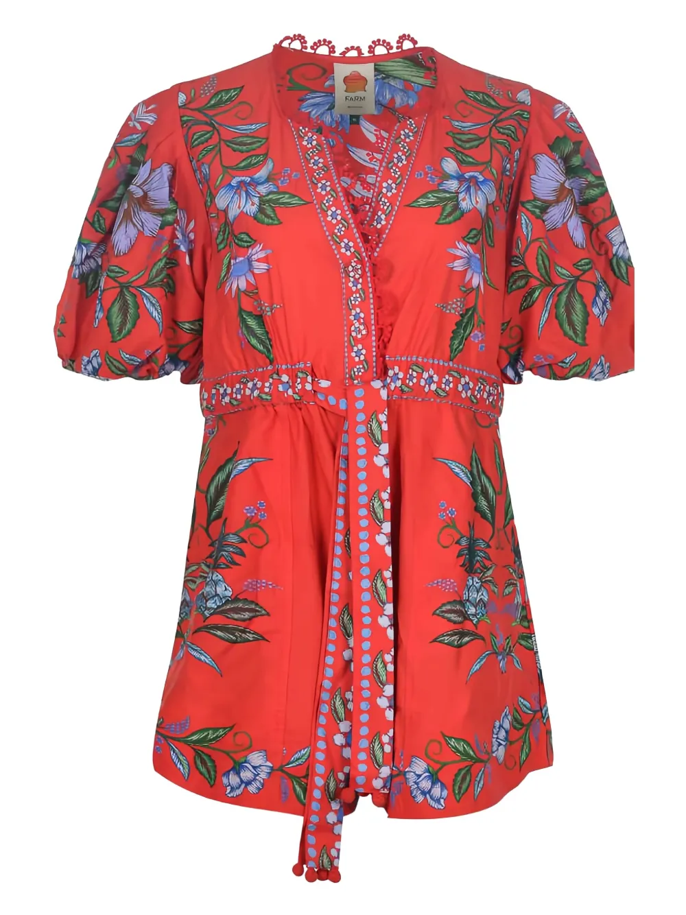 FARM Rio puff-sleeve floral-print jumpsuit | Red | Image 1