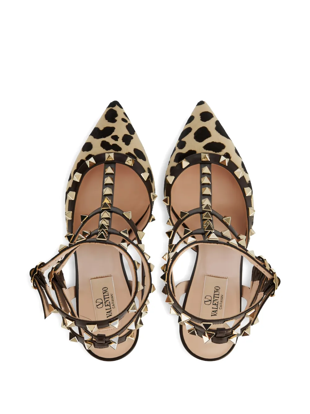Valentino Garavani 70 mm pumps met luipaardprint en studs Beige