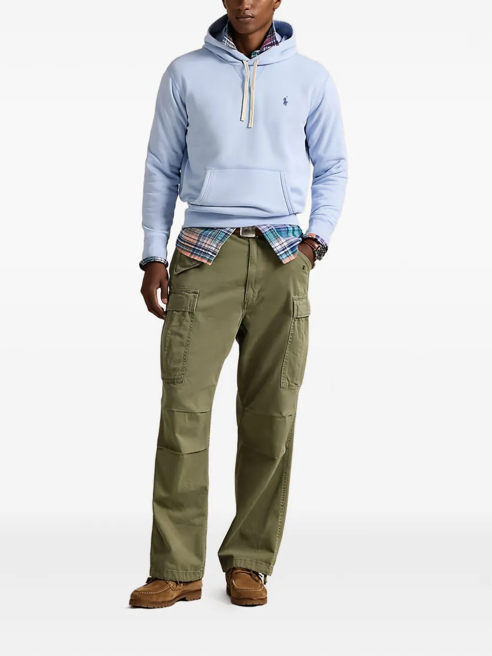 Ralph Lauren Collection logo-embroidered hoodie Blauw