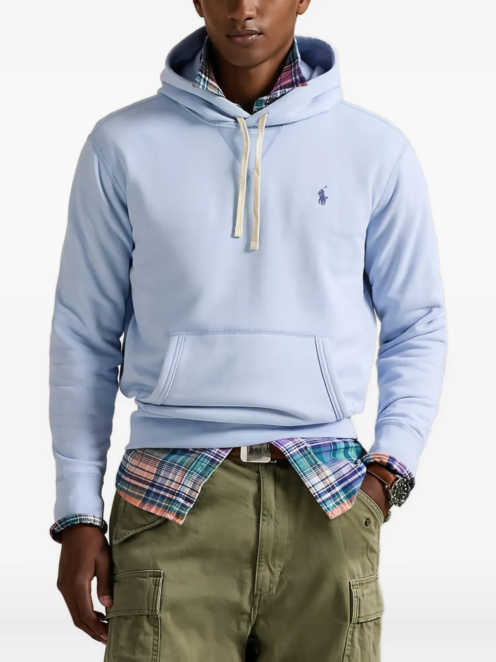 Ralph Lauren Collection logo-embroidered hoodie Blauw