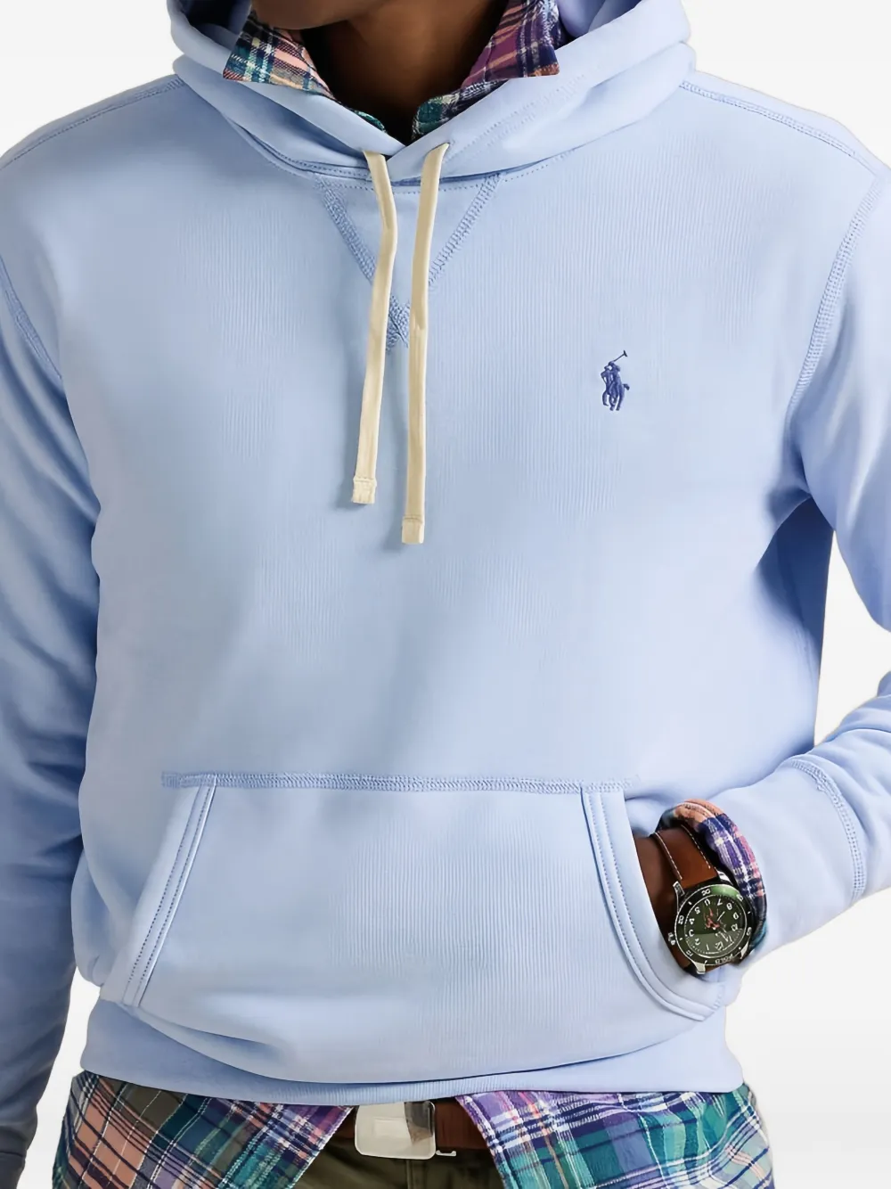 Ralph Lauren Collection logo-embroidered hoodie Blauw
