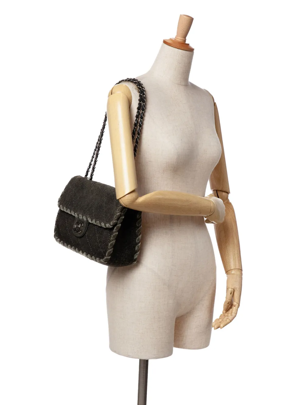 CHANEL Pre-Owned 2013-2014 Quilted Wool Felt Whipstitch Fancy Flap shoulder bag | Pre-Owned | Image 2