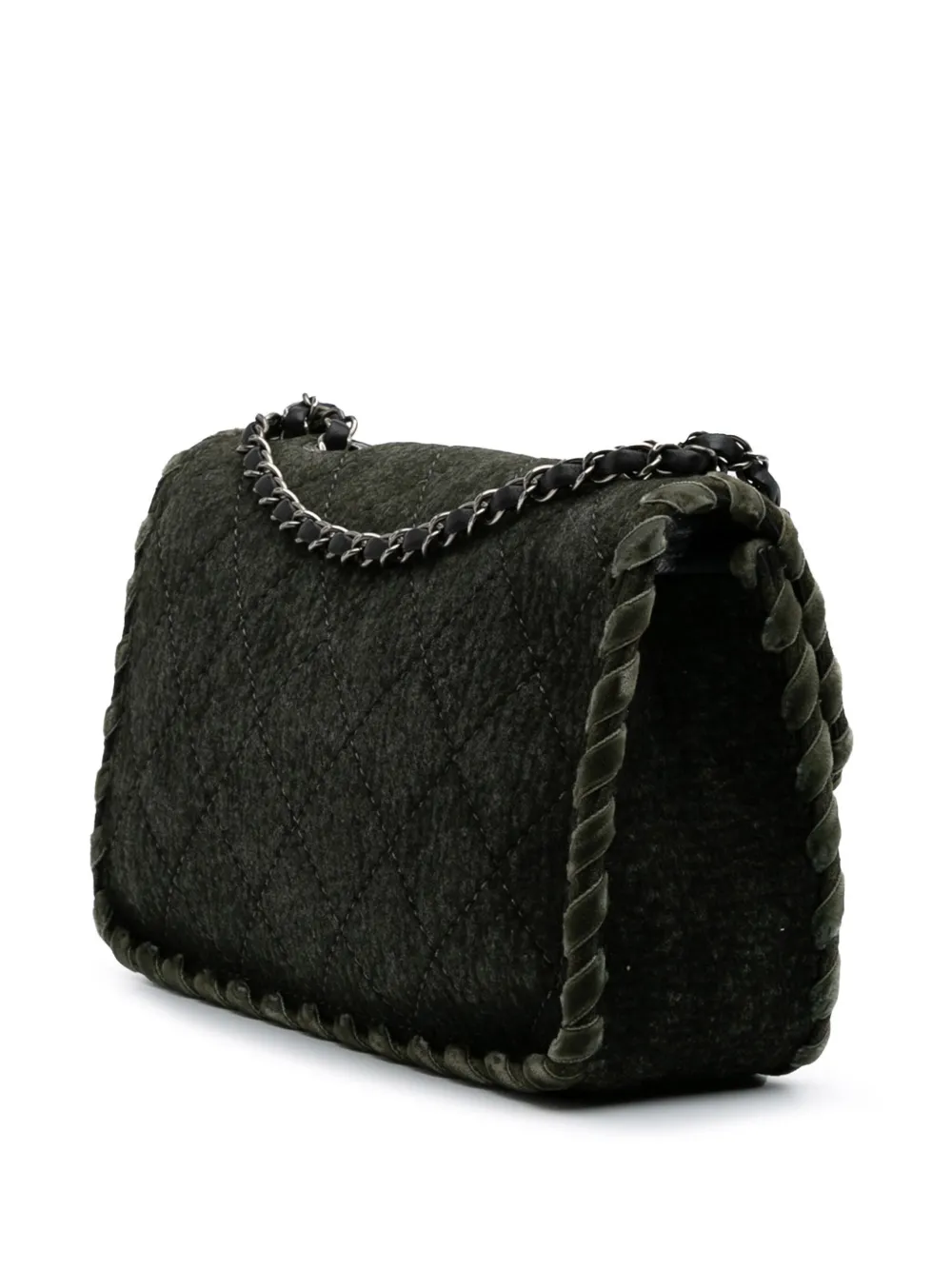 Pre-owned Chanel 2013-2014 Quilted Wool Felt Whipstitch Fancy Flap Shoulder Bag