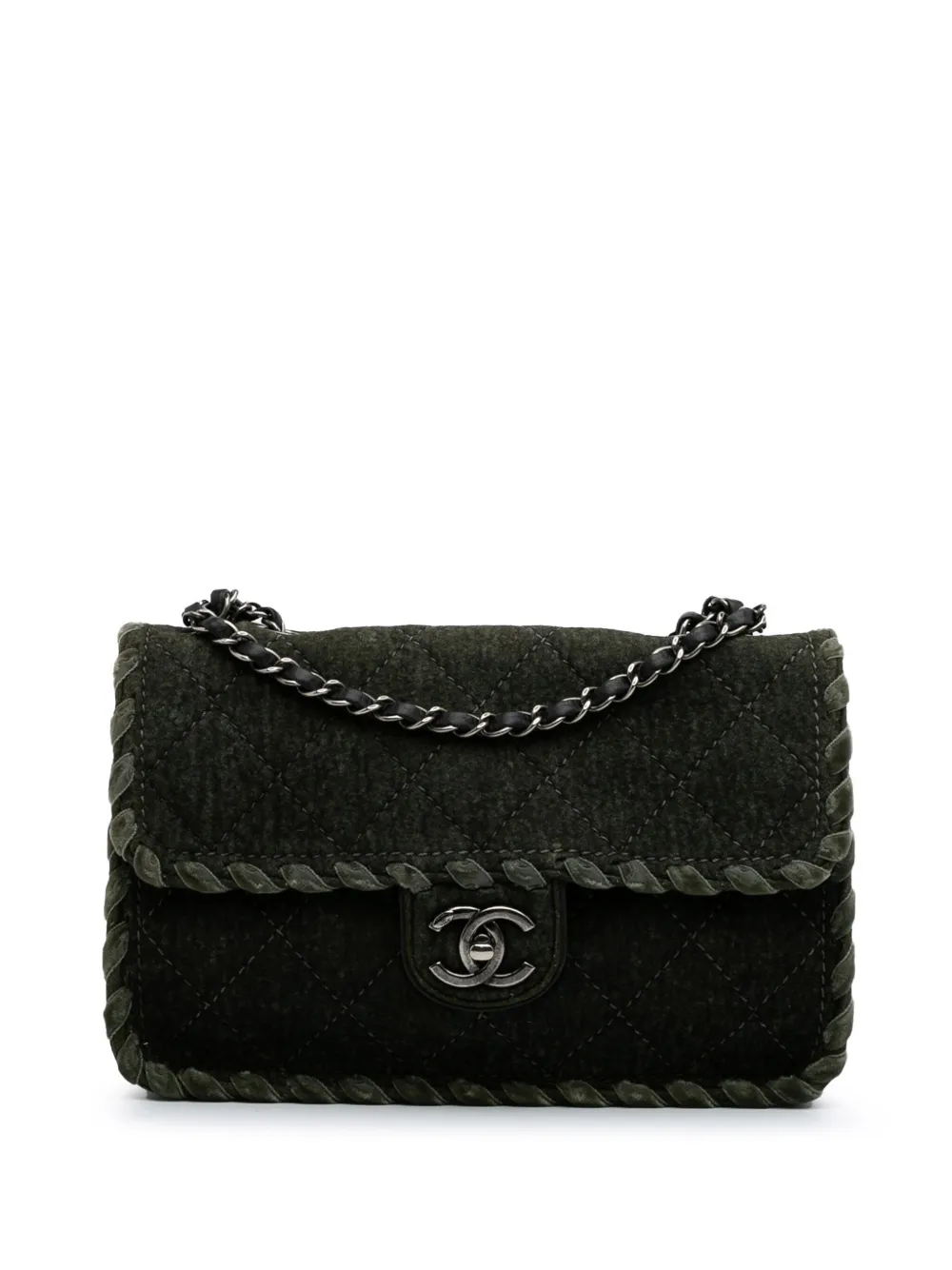 CHANEL Pre-Owned 2013-2014 Quilted Wool Felt Whipstitch Fancy Flap CHANEL Pre-Owned 2013-2014 Quilted Wool Felt Whipstitch Fancy Flap