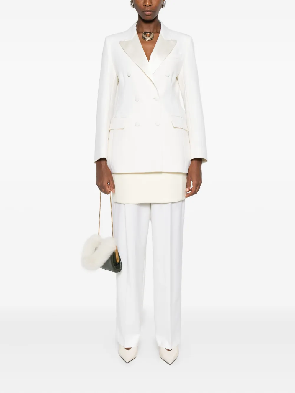 P.a.r.o.s.h Double-breasted Peak-lapels Blazer In White