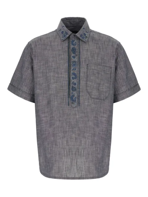 FENDI paisley-embroidered short-sleeved shirt