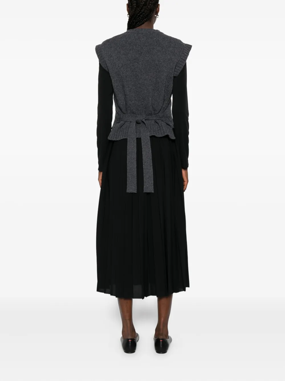 Weekend Max Mara Cable-knit Pleated Midi Dress In Black