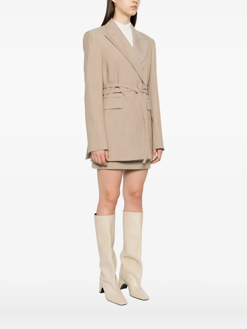 Sportmax Blazer met ceintuur Beige