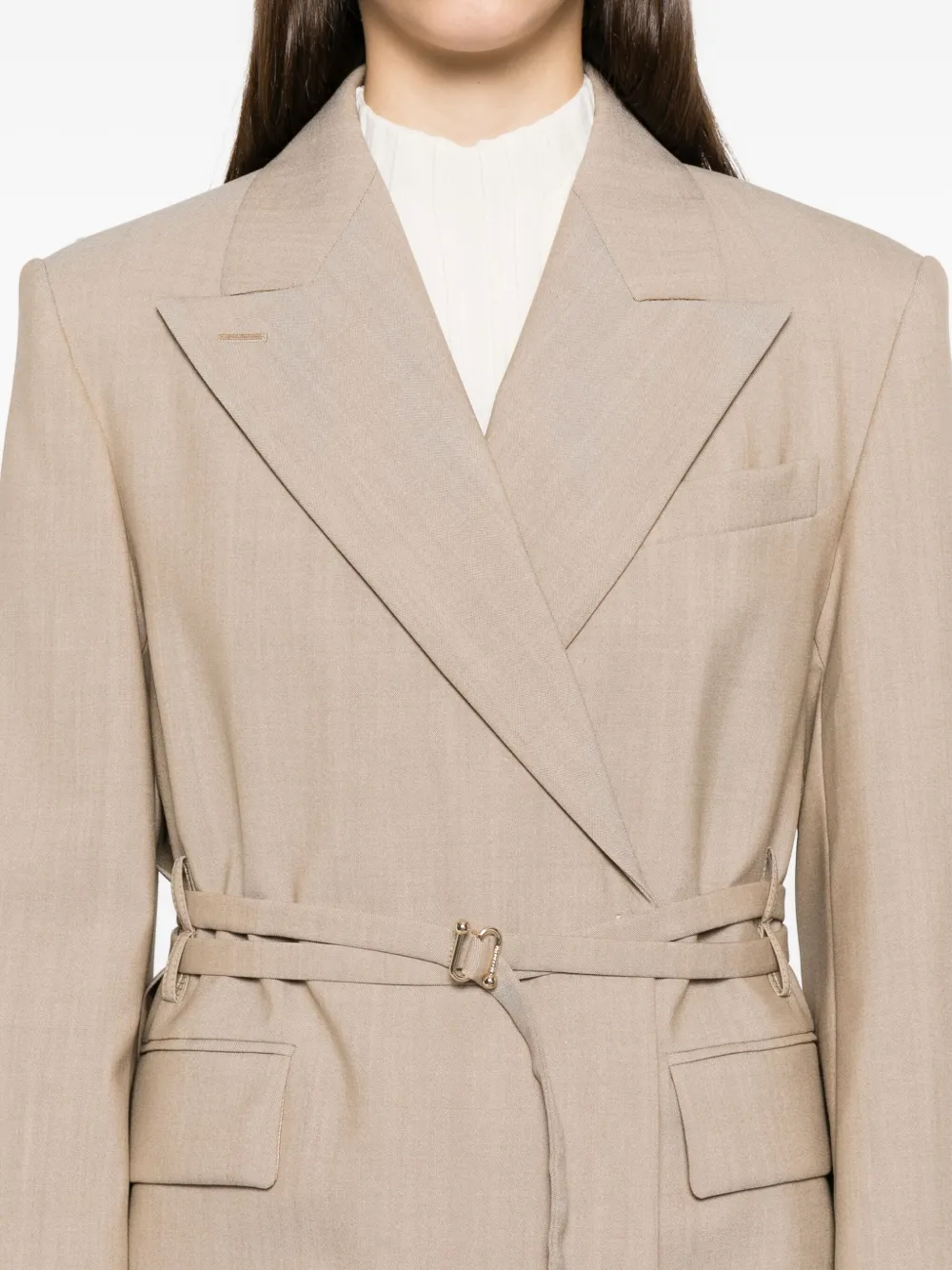Sportmax Blazer met ceintuur Beige