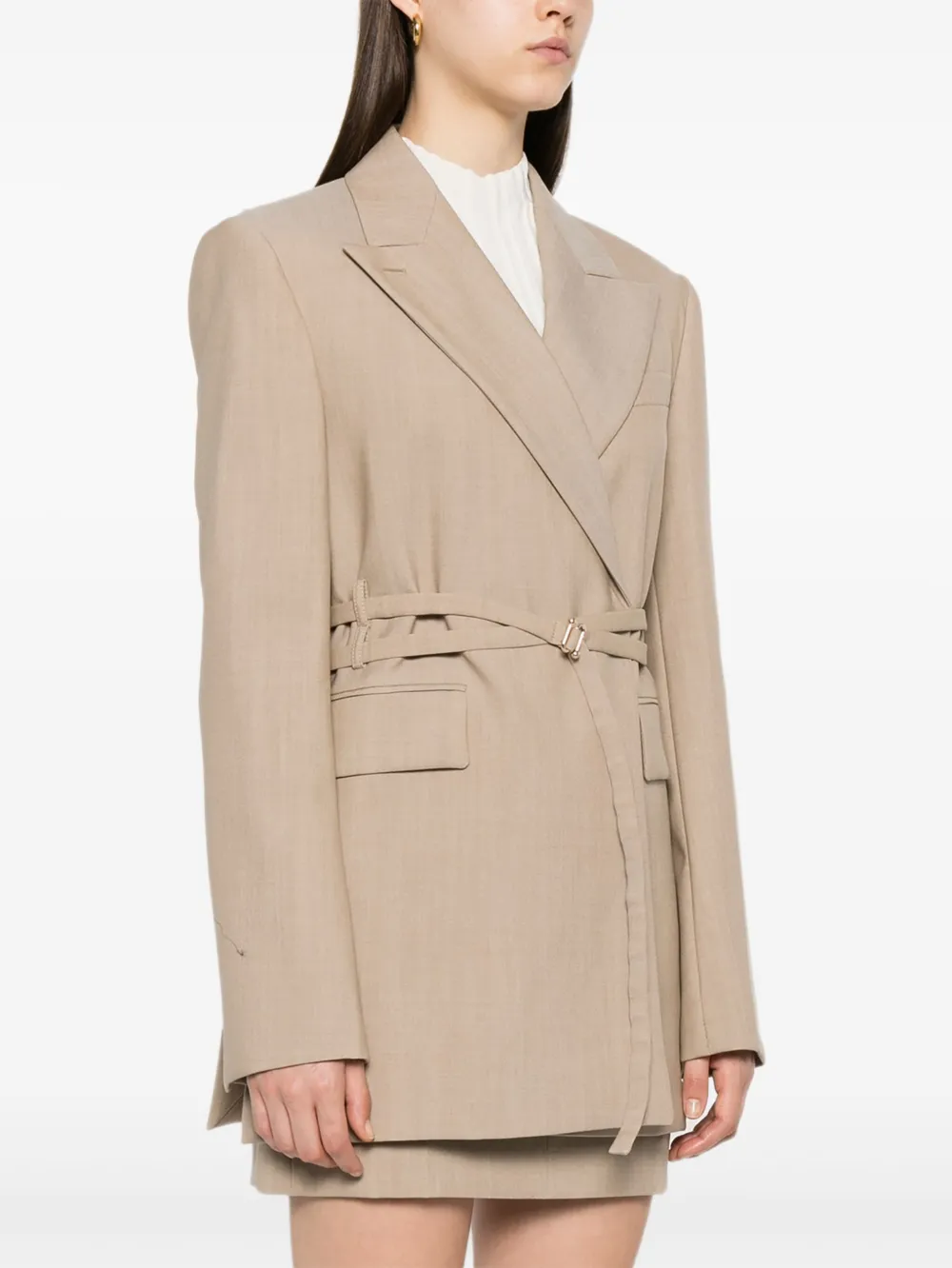  Sportmax Belted Blazer - Neutrals 