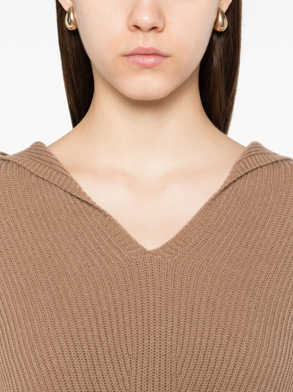 'S Max Mara Geribbelde trui met capuchon Bruin