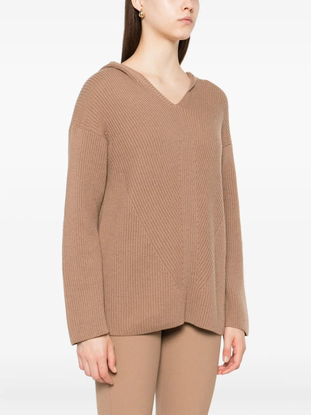 'S Max Mara Geribbelde trui met capuchon Bruin