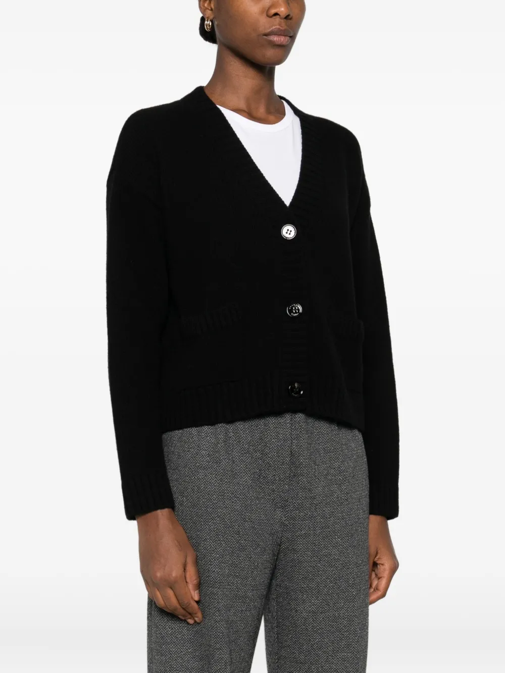 Weekend Max Mara Virgin Wool Cardigan In Black