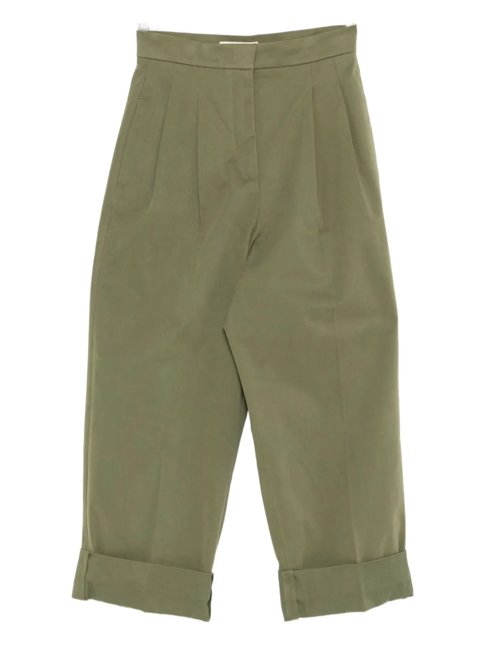 Weekend Max Mara Bronzo Pleated Cuff Pants In Green