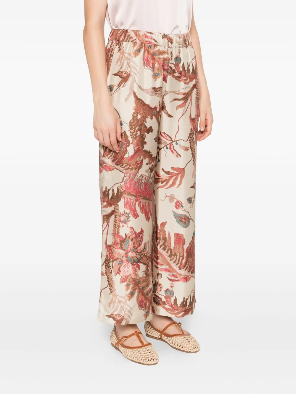 Weekend Max Mara Broek met bloemenprint Beige