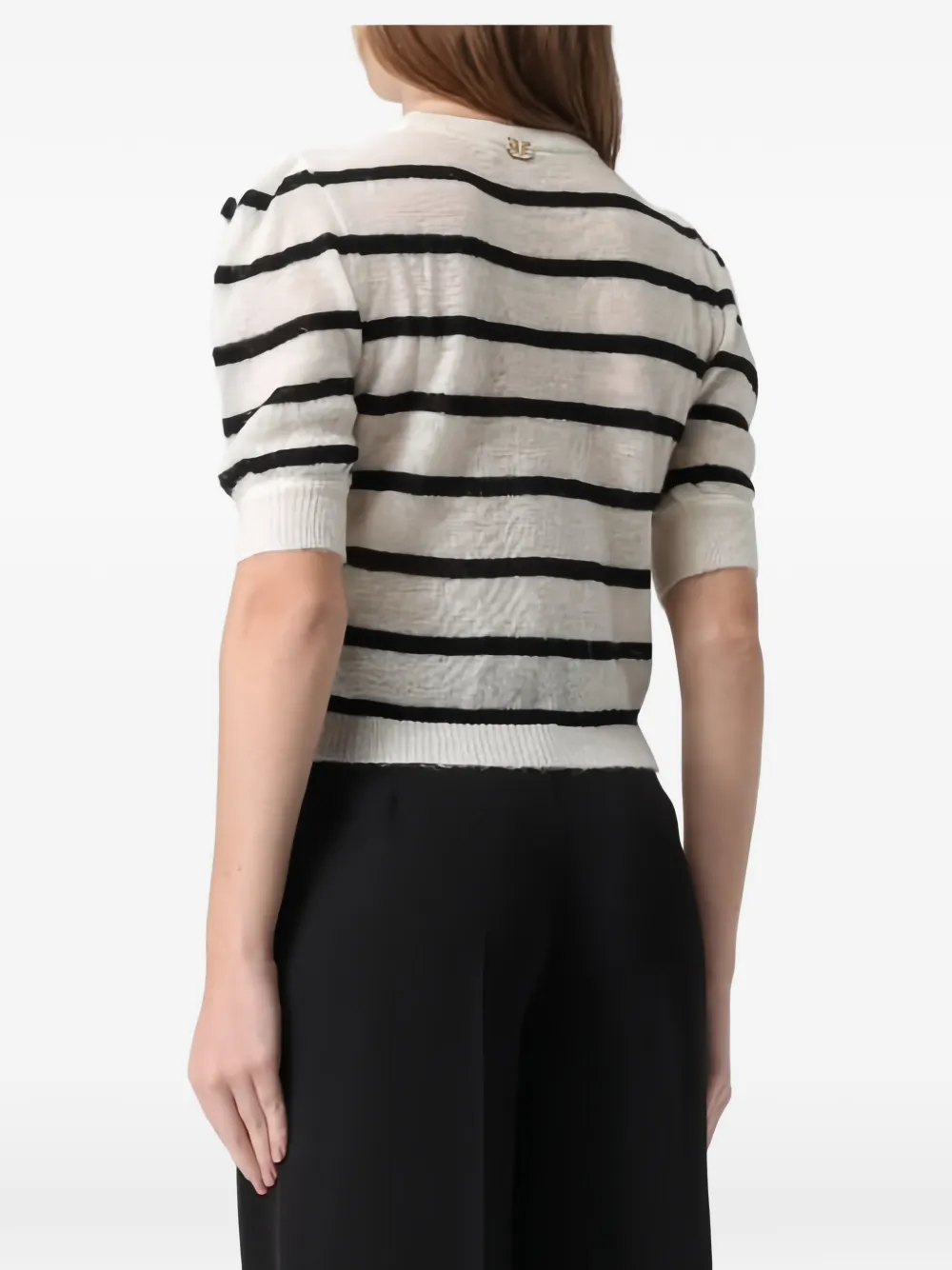 Twinset Striped Floral-detail T-shirt In Multi