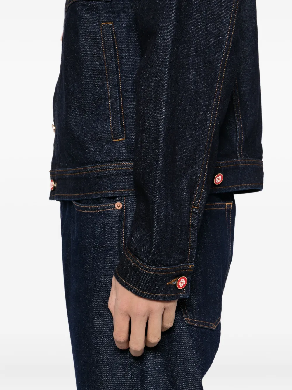 Casablanca embroidered logo denim jacket Blauw