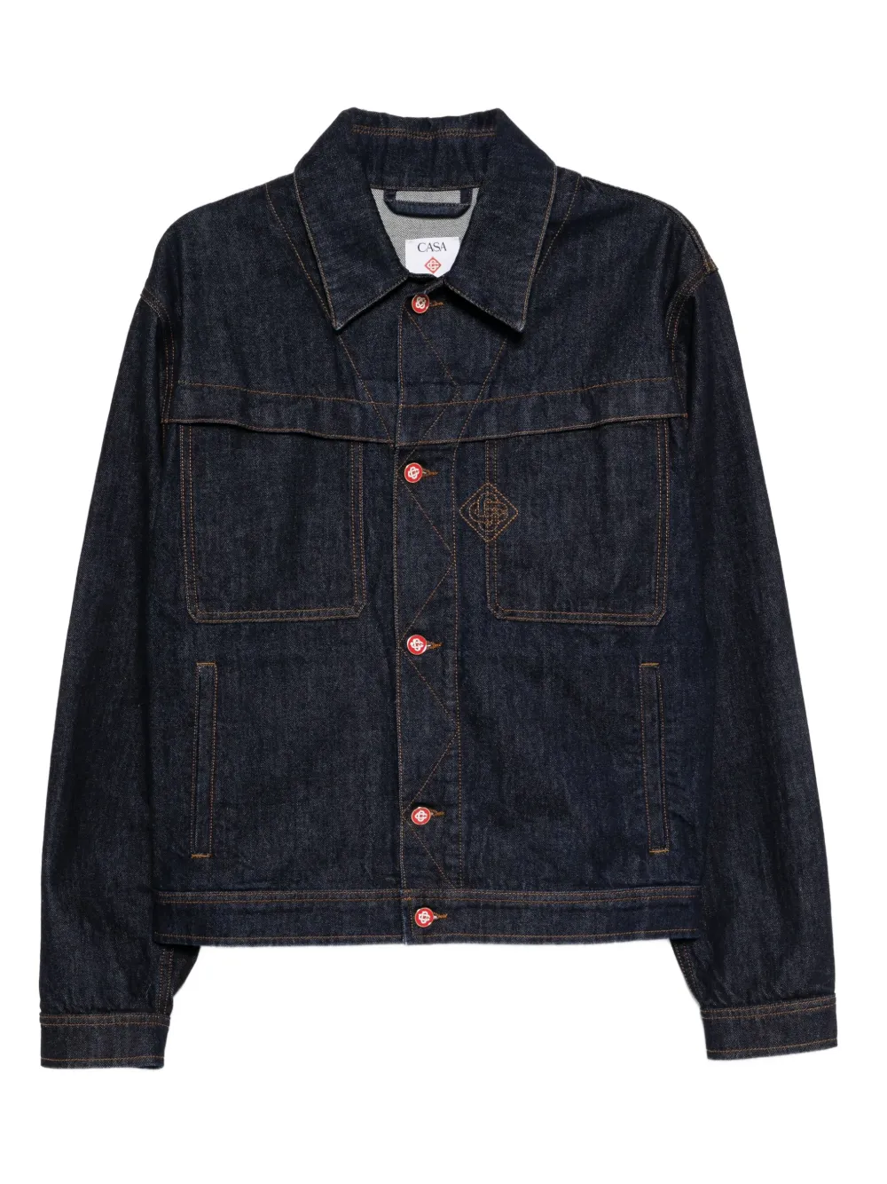 Casablanca embroidered logo denim jacket Blauw