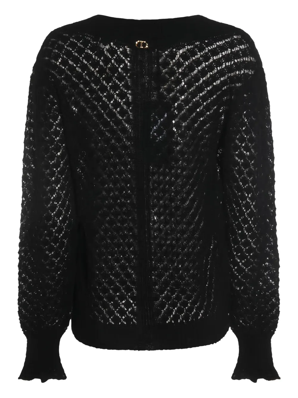 TWINSET open-knit ruffled-cuff sweater Zwart
